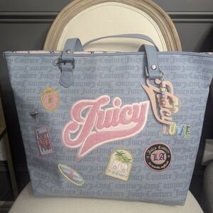 Juicy Couture Denim and Pink Patch Tote